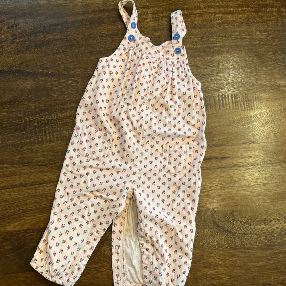 Baby Boden Corduroy Floral Pink Overalls